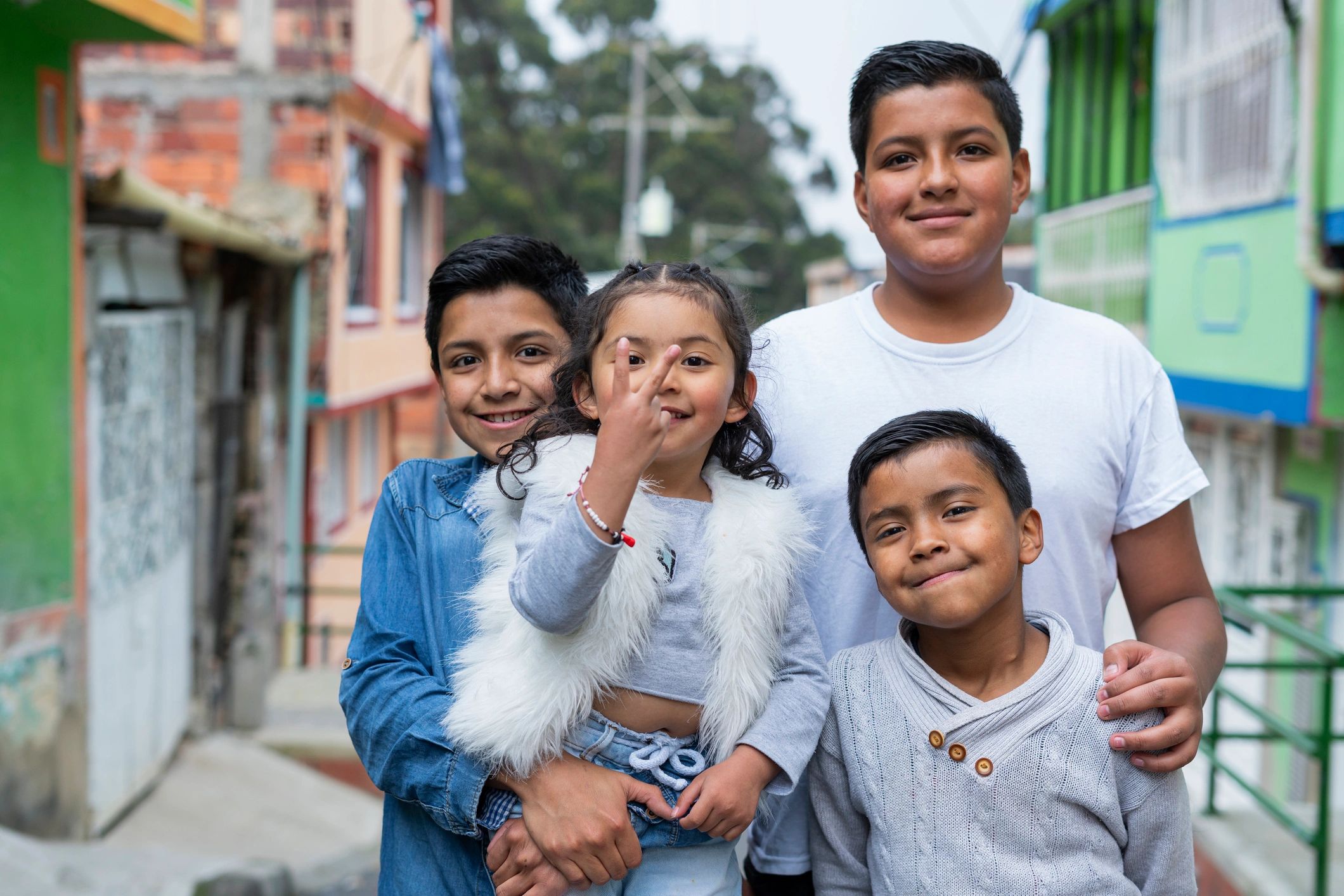 Colombian children smiling charity
